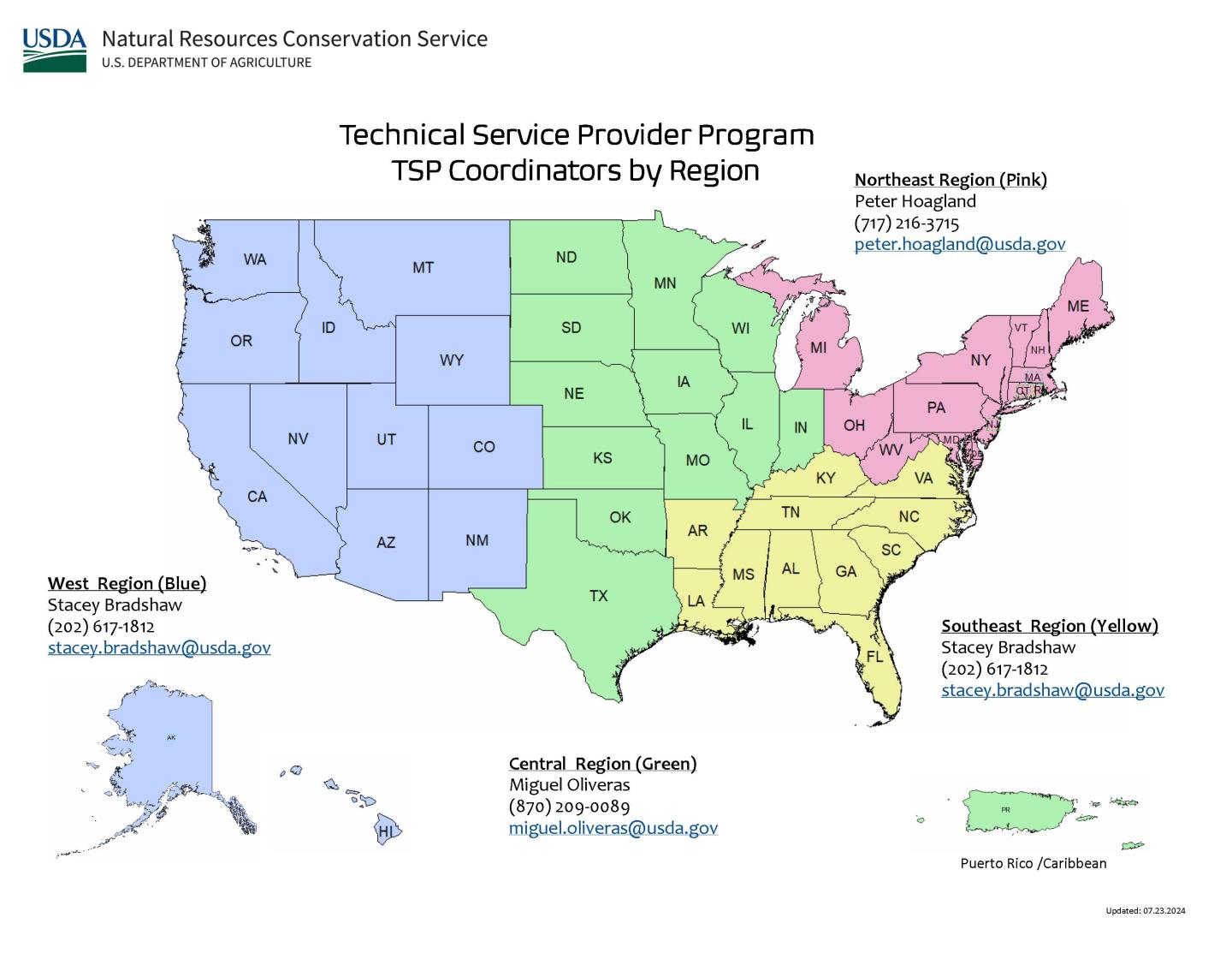 Map of TSPs across the regions