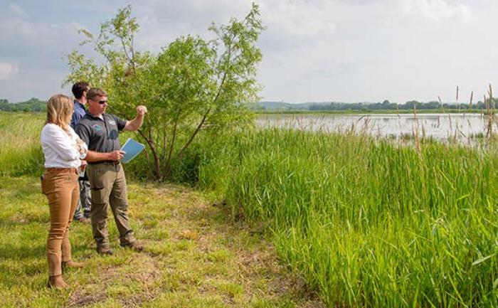 Chief Bettencourt visiting Tim Nebergall’s Wetland Reserve Easement in Caldwell County, Missouri, with NRCS Wetland Team Leader Clint Roby.