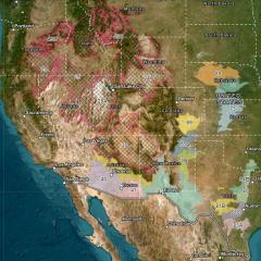 Screengrab of the Rangeland Brush Estimation Tool (RaBET). This shows a map of the western United States, with data overlays.