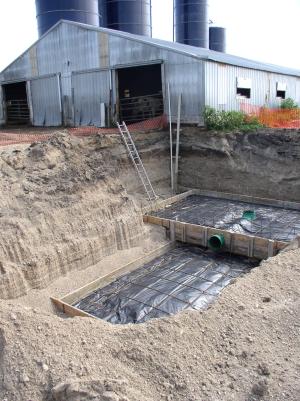 Construction of a manure reception pit.